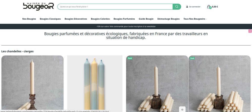 Aperçu du site e-commerce Maison du Bougeoir