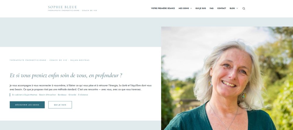 Aperçu du site de Sophie Bleue, thérapeute